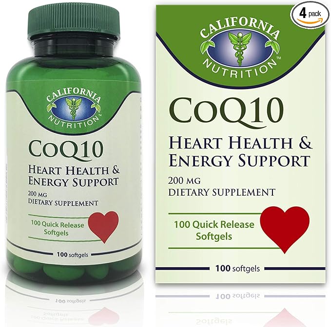 4 Packs CoQ10 200mg Soft Gels Coenzyme Q10 High Absorption Dietary Supplement 100 Counts Softgels Quick Release CO Q-10 Antioxidant for Heart Health &amp Energy Production