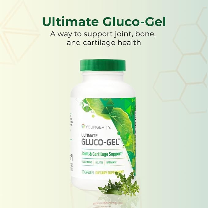Youngevity Ultimate Gluco-Gel™ – Bone Support Supplement with Glucosamine Sulfate and Gelatin – 120 Capsules