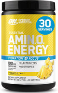 Optimum Nutrition Amino Energy Powder Plus Focus with BCAA Electrolytes and Caffeine Pineapple Twist 30 Servings (Packaging May Vary)