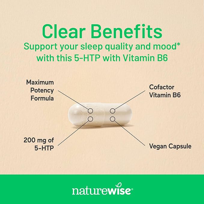 NatureWise (Pack of 2) CoQ10 200mg - High Potency Ubiquinone Non-GMO - 30 Softgels[30-Day Supply] + [1] 5-HTP 200mg + Vitamin B6 - Non-GMO Vegan - 60 Capsules[60-Day Supply]