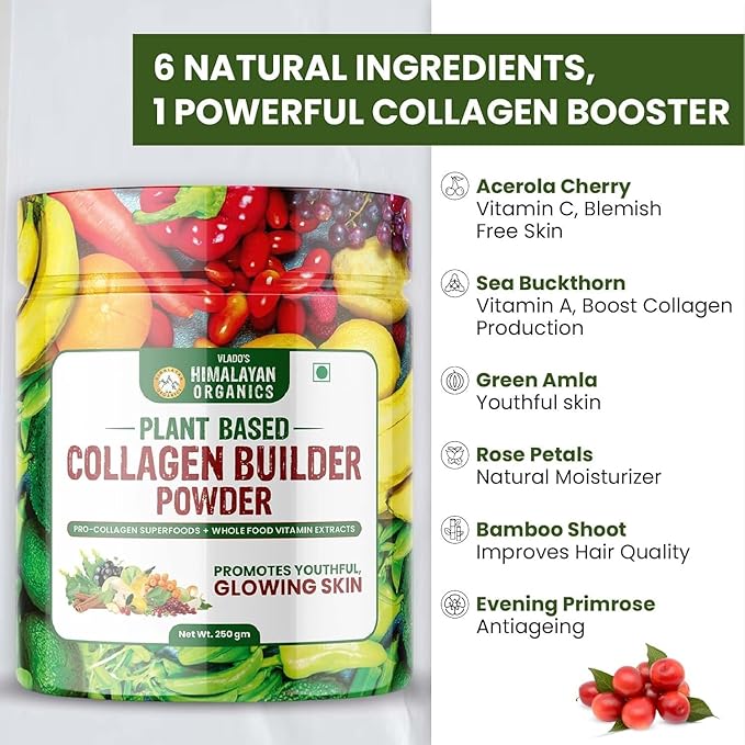 H.imalayan Organics Plant Based Collagen Builder Powder for Skin Regeneration Anti-Aging Beauty &amp Repair 250gm