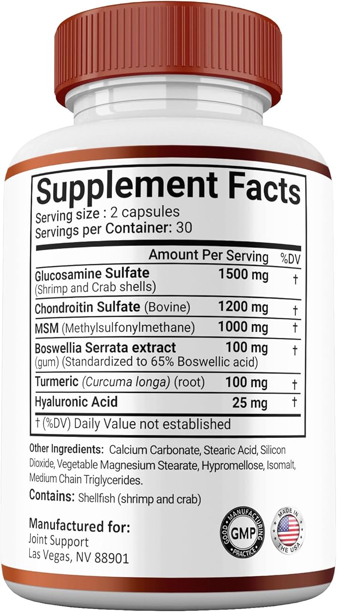 (5 Pack) Joint Support Capsules All Natural Premium Formula Maximum Strength Vitamin Joint Support Supplement Pills