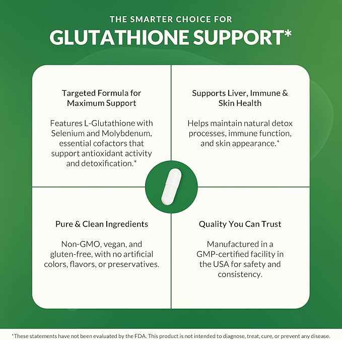 Natural Wellness Glutathione Supplement – Liposomal Glutathione with CoFactors for Antioxidant Liver Detox &amp Immune Support – Vegan Glutathione Capsules Non-GMO 60 Count