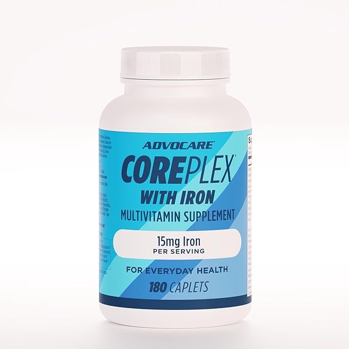 AdvoCare CorePlex with Iron - Multivitamin with Vitamin A B-6 B-12 C &amp E - Also Includes Thiamine Folic Acid &amp Magnesium - 180 Caplets