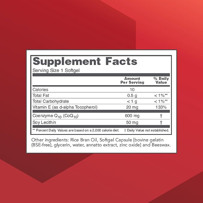 PROTOCOL FOR LIFE BALANCE CoQ10 600mg - with Vitamin E &amp Soy Lecithin - CoQ10 Supplement - Halal &amp Egg Free - 60 Softgels