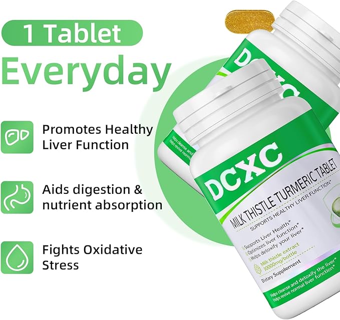 Liver Detox Supplement30000mg Milk Thistle Turmeric TabletStay up Late – Supports Liver Health – 60 Tablets