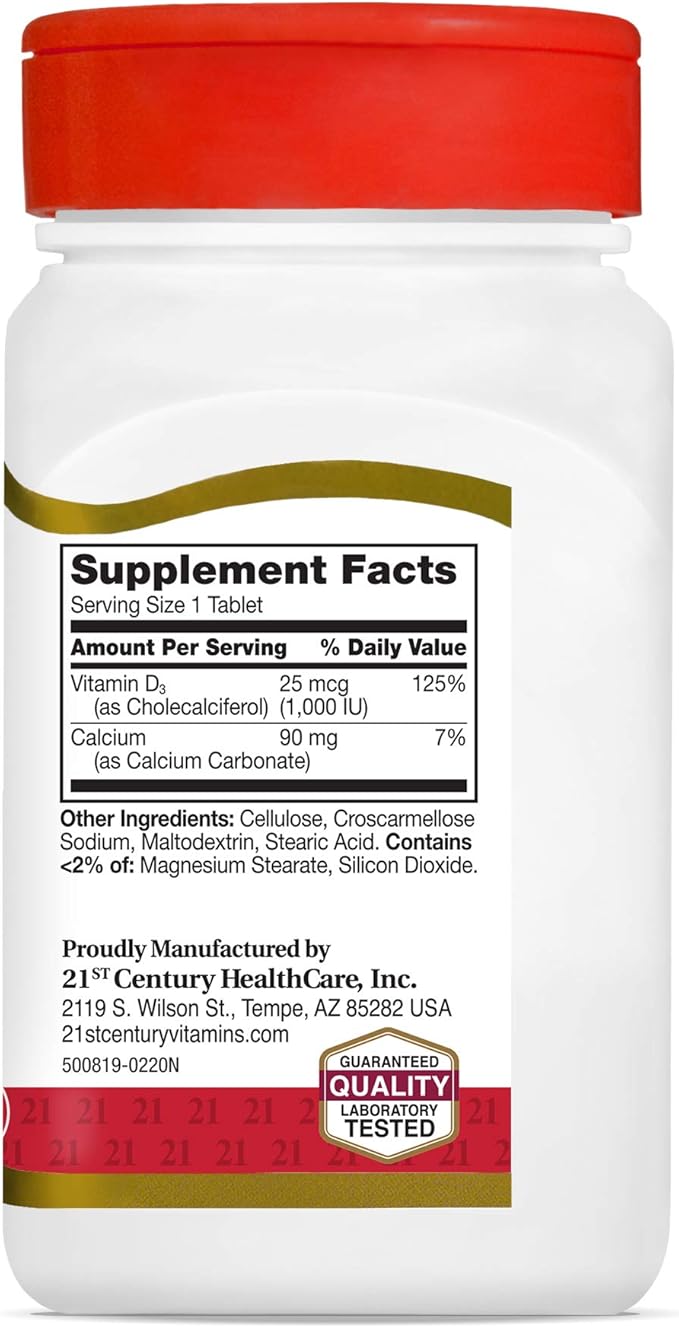 21st Century D 1000 iu Tablets 110-Count (Pack of 3)