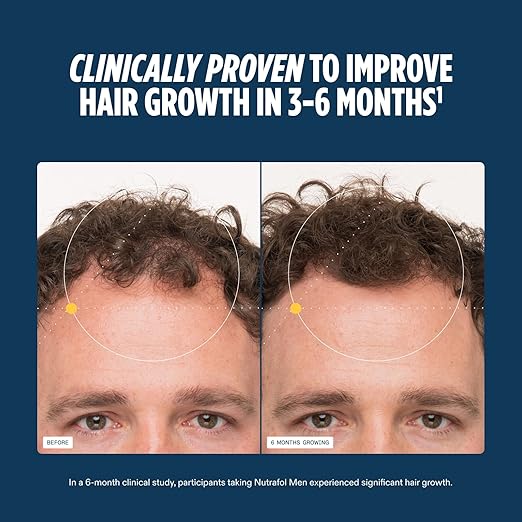 Nutrafol Men's Hair Growth Supplements Clinically Tested for Visibly Thicker Hair and Scalp Coverage Dermatologist Recommended - 1 Month Supply