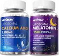 Liposomal Calcium AKG Supplement 1500mg + Liposomal Melatonin Sleep Softgels