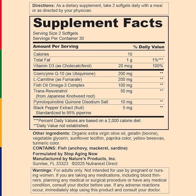 Stop Aging Now - Ultra CoQ10 Complex - 200mg - Antioxidant &amp Cardiovascular Support - Turmeric Root Extract - 60 Softgels