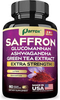Saffron Supplement with Glucomannan Ashwagandha Green Tea Extract Zeaxanthin &amp Lutein Vision Support &amp Daily Wellness Formula Extra Strength Plant-Based Capsules 2 Month Supply (60 Caps)