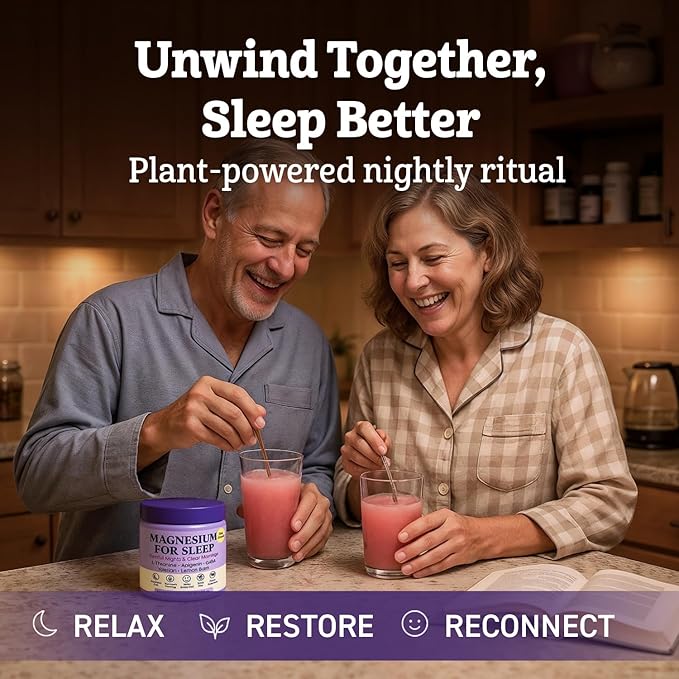 Magnesium Glycinate Powder for Sleep - Magnesium Sleep Aid Without Melatonin - Natural Sleep Drink Mix with GABA L-Theanine Apigenin Valerian &amp Lemon Balm