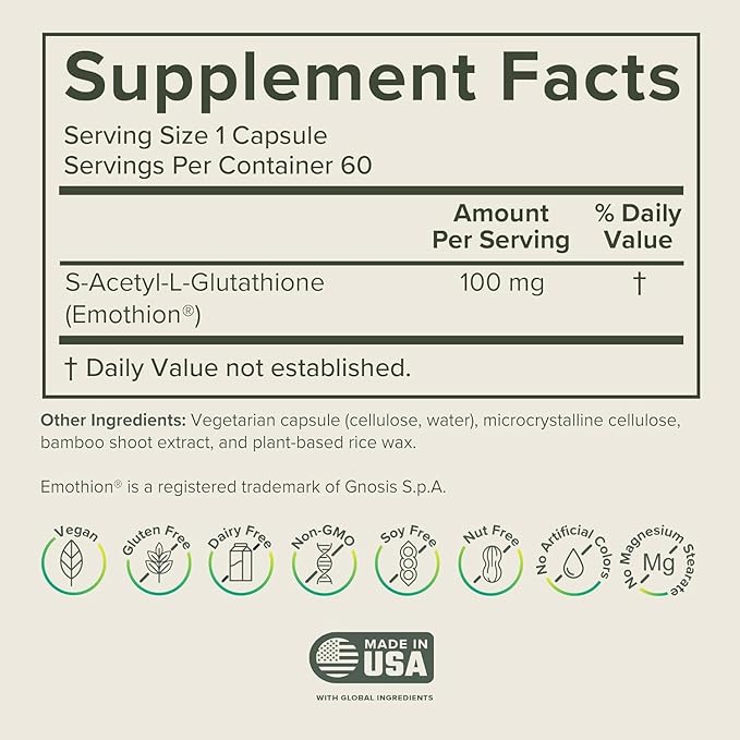 Prominent Nutrition S-Acetyl L-Glutathione Supplement - Clinically Researched Emothion Acetylated Glutathione for Normal Liver Detoxification Support &amp Optimal Antioxidant Effect Vegan - 2 Pack