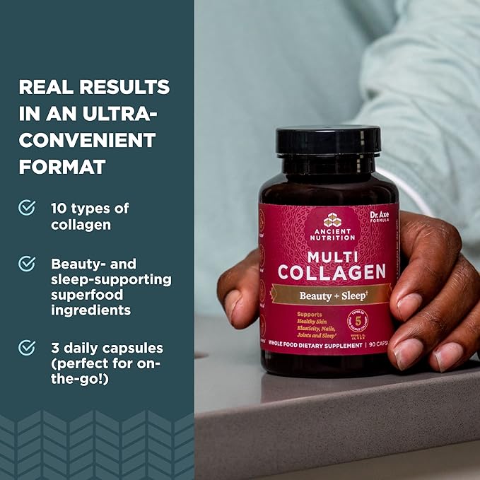 Ancient Nutrition Multi Collagen Capsules 90 Count + Multi Collagen Capsules Beauty &amp Sleep 90 Count