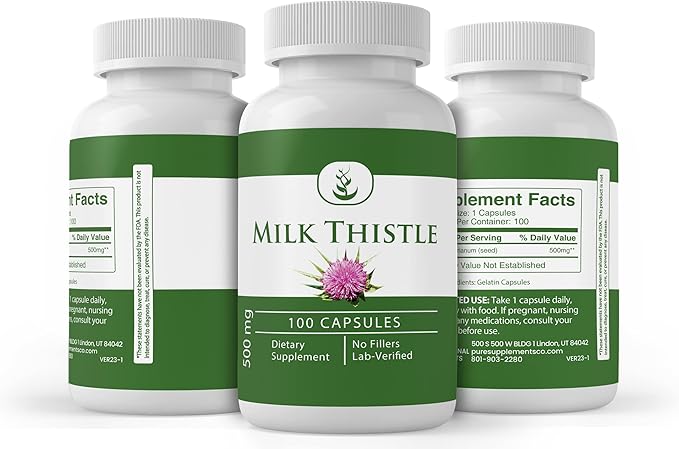 PURE ORIGINAL INGREDIENTS Artichoke Extract Milk Thistle &amp Dandelion Root Capsule Bundle (100 Capsules Each) No Additives or Fillers Lab Verified