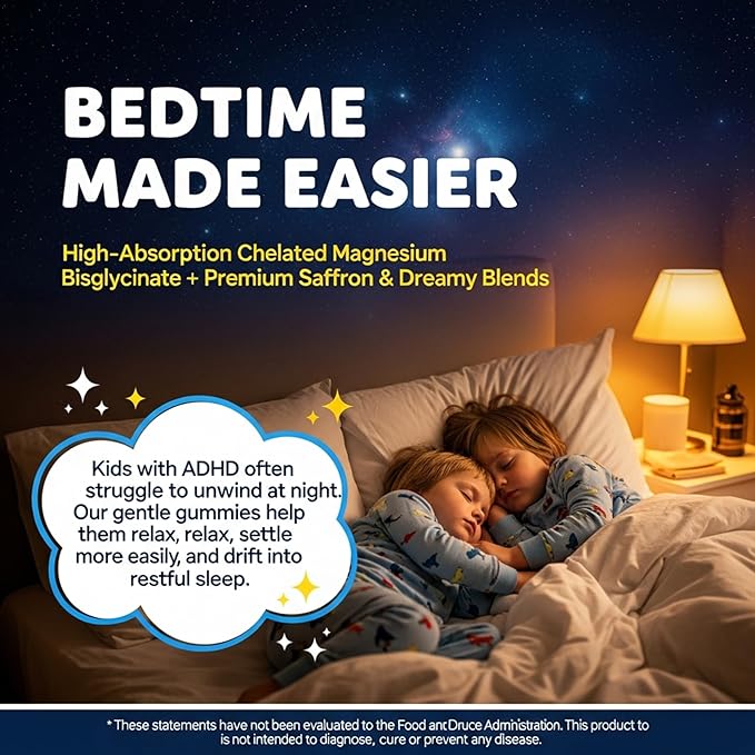 Kids Sleep Gummies NO Melatonin - Triple Magnesium Glycinate + Saffron GABA Berry &amp Nut Superfood Gummies Sugar Free Nighttime Sleep Aid &amp Calm for Kids 4+ Teens Relaxation Brain &amp Mu