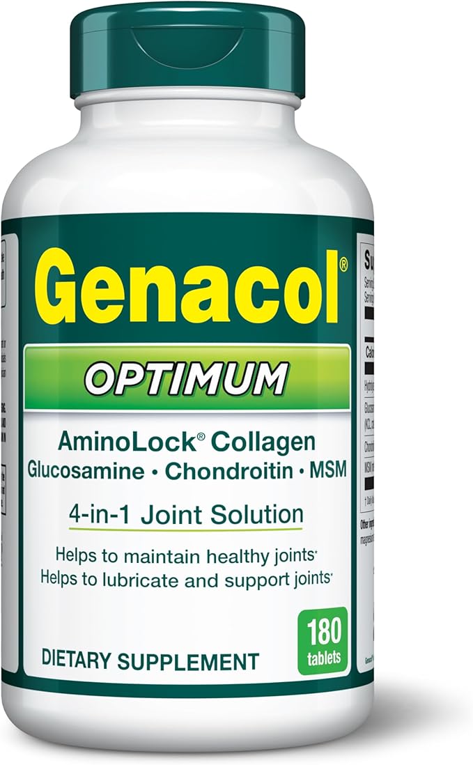 Genacol Optimum – Glucosamine Chondroitin MSM &amp Ultra-Hydrolyzed Collagen Joint Support Tablets 180 Count (60-Day Supply)