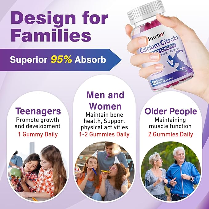 Calcium Citrate Gummies 1000mg &amp Magnesium Oxide Gummies 400mg Chewable Calcium Magnesium Supplements for Women &amp Men Bone Muscle Nerve Health