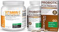 Bronson Probiotic 50 Billion CFU + Prebiotic with Apple Polyphenols &amp Pineapple Fruit Extract Vitamin C Powder Pure Ascorbic Acid Soluble Fine Non GMO Crystals