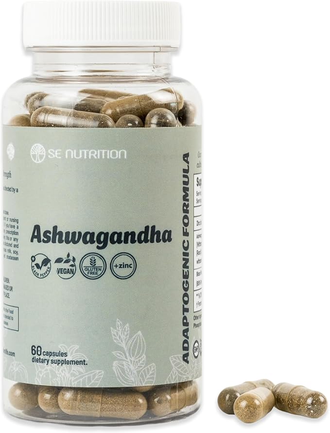 Ashwagandha Capsules with Black Pepper for Optimal Absorption – Clean Natural Vegan Non‑GMO – Stress Sleep Mood &amp Energy Support – Women’s Hormonal Balance – 60 Pills – Made in USA