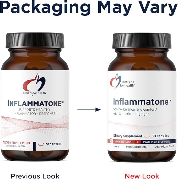 Designs for Health Inflammatone - Turmeric Supplements with Proteolytic Enzymes Boswellia Quercetin &amp Resveratrol (60 Capsules)