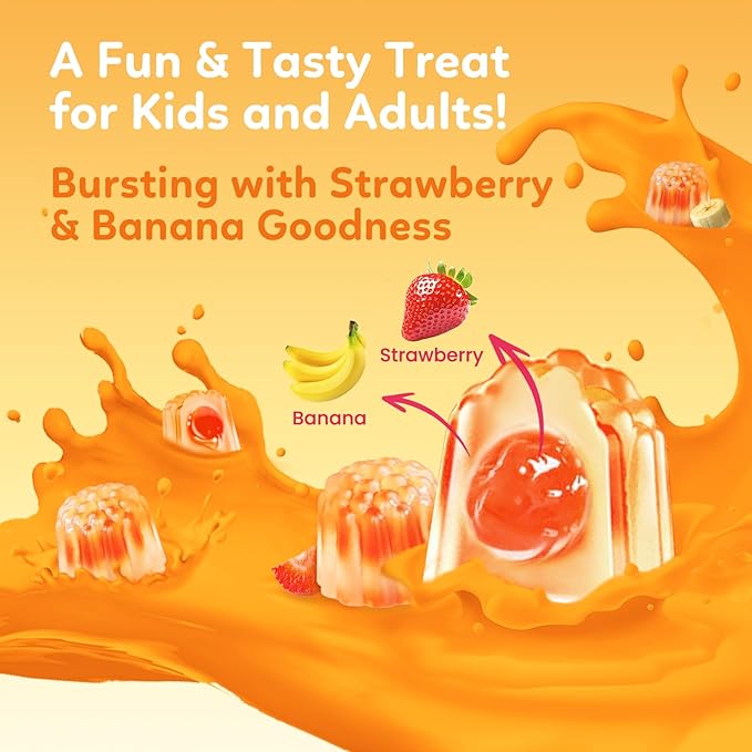Magnesium Glycinate Gummies for Kids - with L-Theanine Ashwagandha Vitamin D3 K2 Magnesium for Kids - Sleep Calm Muscle Relaxation Cognitive Sugar Free Strawberry &amp Banana Filled Gummies 6