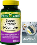 Pack of 1 SV Super Vitamin B-Complex Tablets Dietary Supplement Value Size 100 Count (Over 3 Months Supply)+ Exclusive nnh e-Book Vitamin Guide Included
