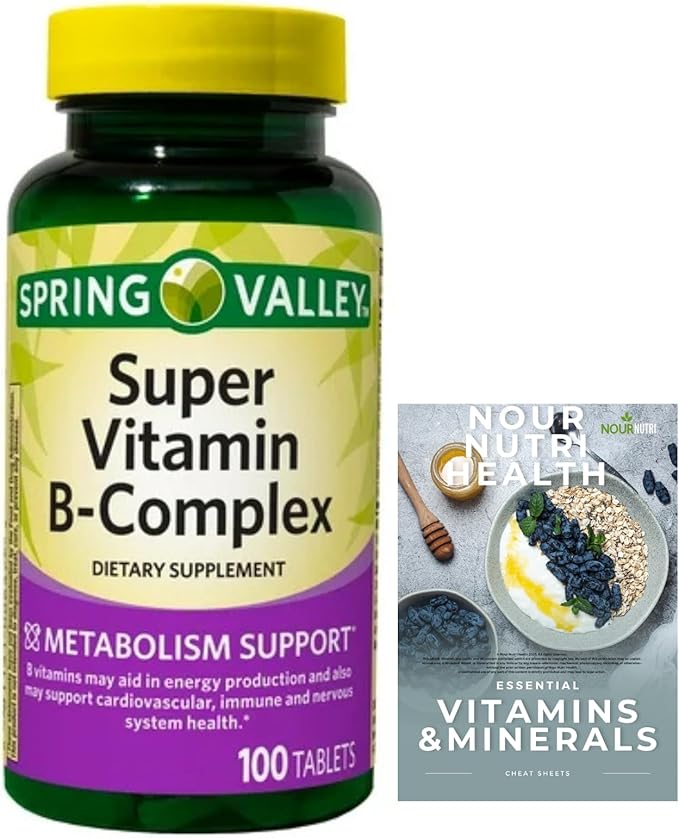 Pack of 1 SV Super Vitamin B-Complex Tablets Dietary Supplement Value Size 100 Count (Over 3 Months Supply)+ Exclusive nnh e-Book Vitamin Guide Included