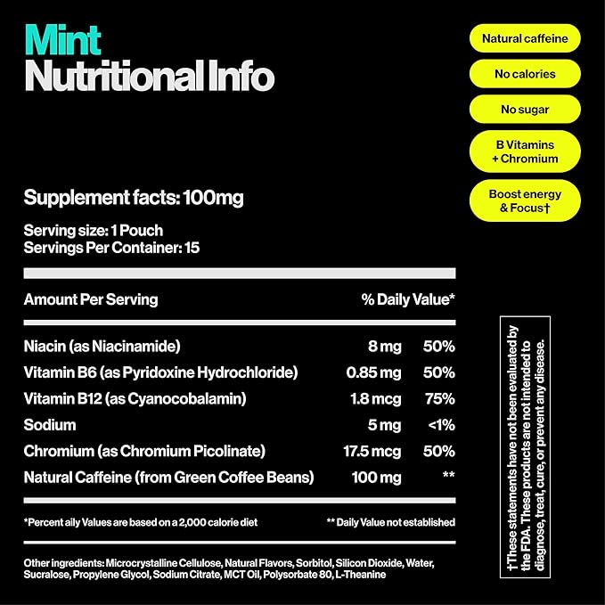 Wip Energy Pouches | 100mg Natural Caffeine | Vitamins and Minerals | 4 Pack Assorted: Sour Cherry Mint Orange Citrus Strawberry Kiwi