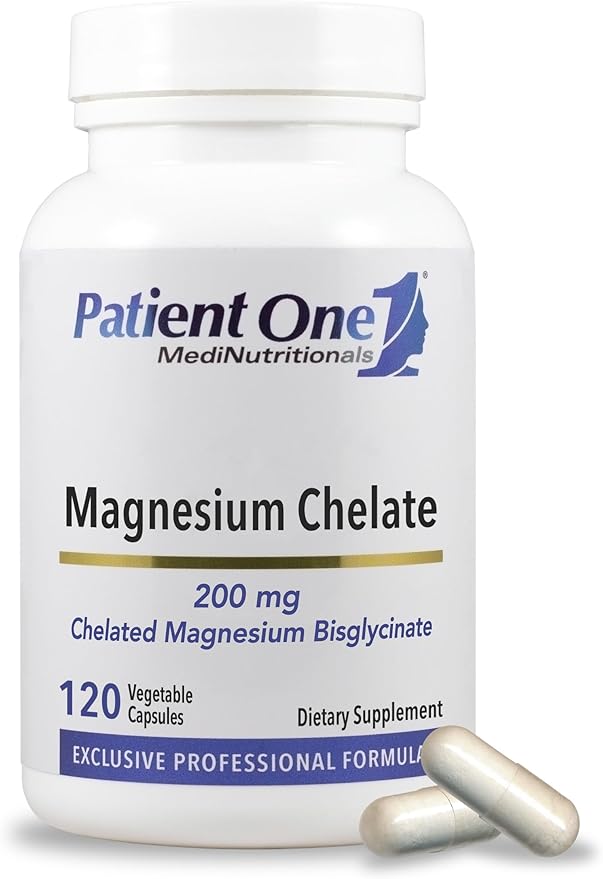 Patient One Magnesium Glycinate 200mg | Supplement to Support Energy Levels and Muscle and Heart Health* | Absorbable and Gentle Formula | 120 Capsules