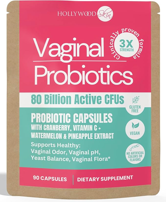 Vaginal Probiotic for Women | 80 Billion CFUs | 3X Stronger Formula with Lactobacillus rhamnosus GR-1 L. reuteri RC-14 Prebiotics Vitamin C &amp D3 | Fast-Acting Odor &amp pH Support | 90 Capsule