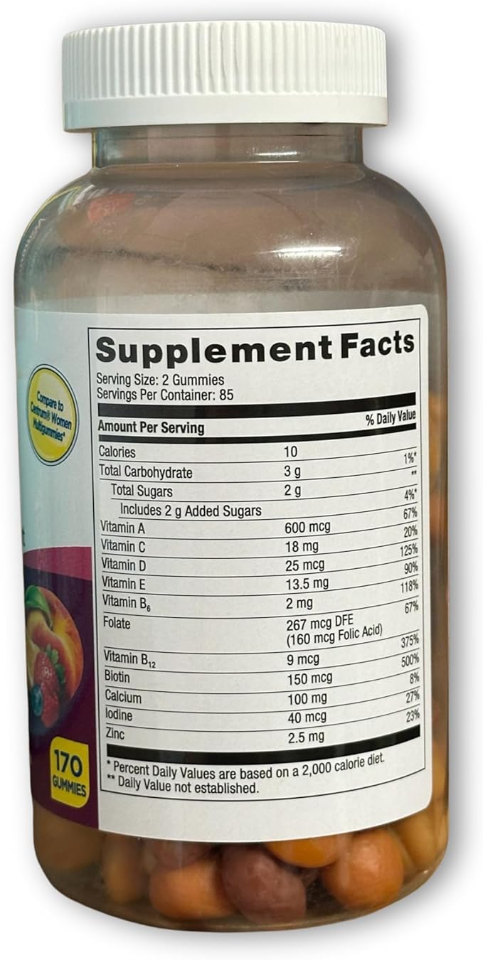 Multivitamin Gummies Mixed Berry Orange &amp Peach Flavors for Women- for Skin 170 Count (Pack of 1)