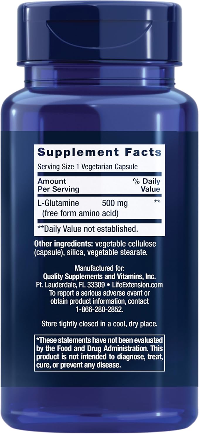 Life Extension Creatine Capsules 120 Count &amp L-Glutamine 500mg 100 Capsules Bundle for Muscle Health