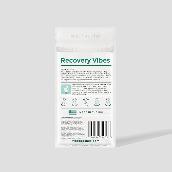 Recovery Patch | Wearable Wellness Support for Reset and Balance | Long Lasting Patch for 10 Hours | Vegan &amp Latex Free | 4 Patches Per Pack 2 Pack
