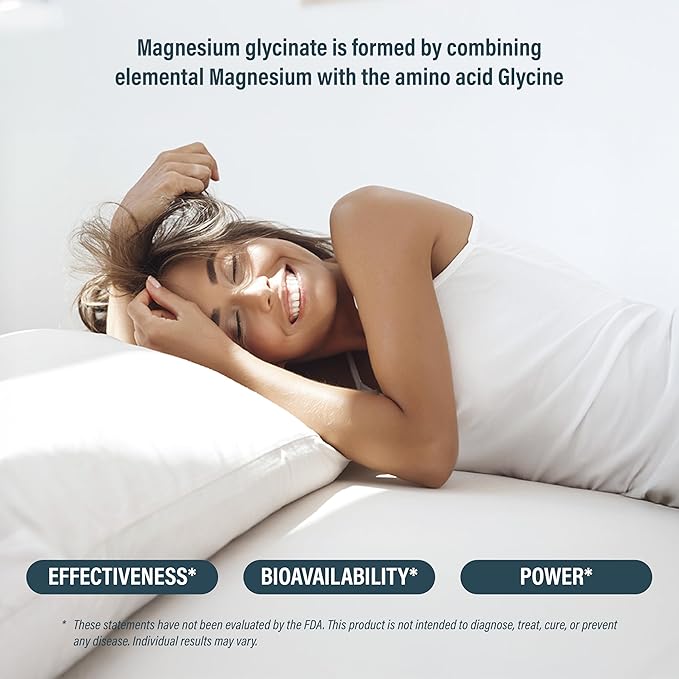 Magnesium Bisglycinate – 100% Pure Albion® TRAACS® Chelate – 330mg Elemental Magnesium – Non-Buffered No Oxide Gentle on Stomach – 180 Vegan Capsules