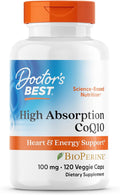 Doctor's Best High Absorption CoQ10 with Bioperine Heart Health &amp Energy Production Non-GMO Gluten &amp Soy Free Vegan 100 Mg 120 count