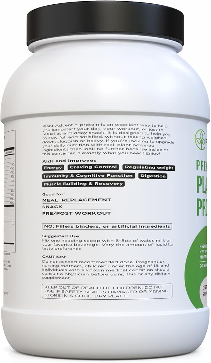 Premium Plant-Based Protein Powder - 100% Vegan No Artificial Flavors Gluten-Free and Dairy-Free (2 lbs Vanilla Bean)