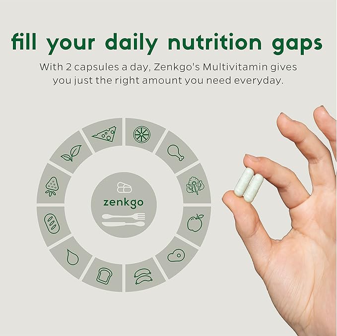 Zenkgo Women's Vitamins + Probiotics 25B CFU + Organic Whole Foods Supports Immunity Digestion Energy Daily Vitamins A E B6 B12 Vegan D3 K2 (MK-7) Folate Minerals Superfoods(60Ct/30Day)