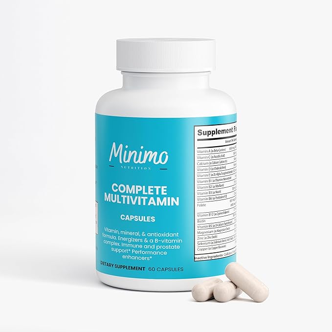 Complete Multivitamin + Immunity Boost 60 Capsules 3rd Party Tested Daily Supplement for Men Women Adults Gluten Free Non-GMO 30 Servings