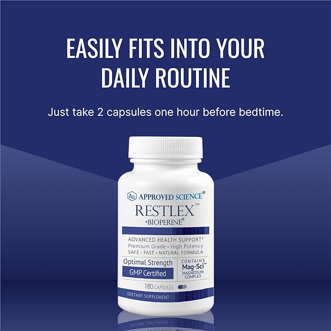 Approved Science Restlex - 420 mg Magnesium Glycinate Blend L-theanine 200 mg - 360 Capsules - 2 Bottles