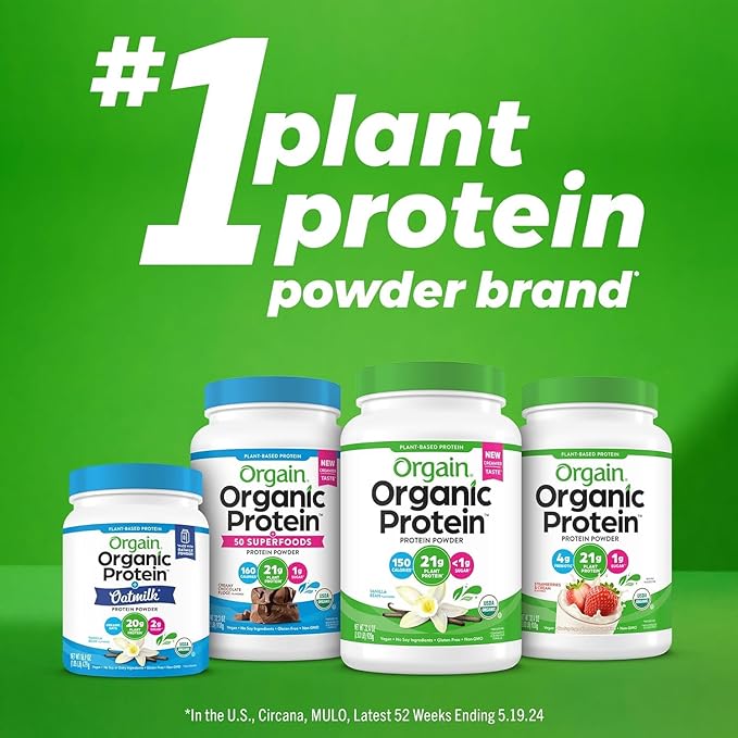 Orgain Creatine Monohydrate Powder 17.64 Oz (100 Servings) &amp Organic Vegan Vanilla Bean Protein Powder 2.03 lb Bundle - Plant-Based Protein and Muscle Support