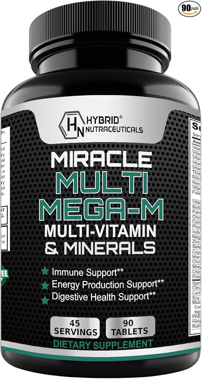 Hybrid Nutraceuticals MEGA-M Multivitamin for Men and Women (+ superfoods Mushrooms and enzymes)