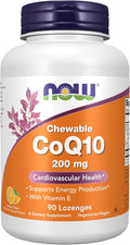 NOW Foods Supplements CoQ10 200 mg Pharmaceutical Grade All-Trans Form produced by Fermentation 90 Lozenges