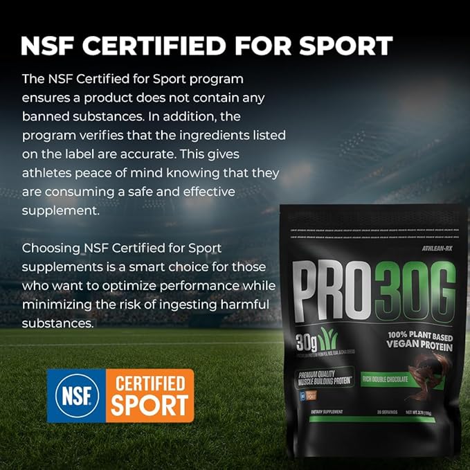 PRO 30G Vegan Protein Powder by ATHLEAN-X Plant-Based Muscle Recovery &amp Growth Formula Gluten-Free NSF Certified for Sports High Protein Supplement for Strength (Rich Double Chocolate)