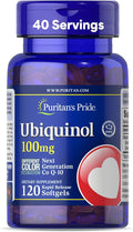 Puritan's Pride Next Gen Ubiquinol Coenzyme CoQ10 100mg Dietary Supplement for Heart Health Blood Pressure Oral Gum Health Aging and Cellular Energy Support 120 Servings Rapid Release Softgels