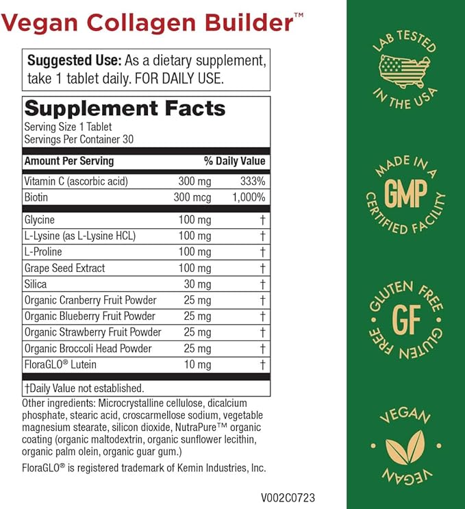 Purity Products Vegan Collagen Builder + Advanced D Bundle Organic Fruits + Vegetables Vitamin D3 K2 (Menaquinone MK-7 MK-4) Vitamin C Lutein Biotin - 30 Servings