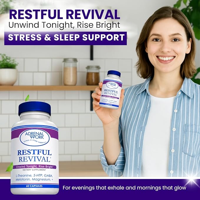 Relax with Restorative Sleep Capsules - L Theanine 400mg GABA 5 HTP L Tryptophan Magnesium for Sleep &amp Mood Support Supplement Natural Sleep Aids for Adults 60 Organic Capsules