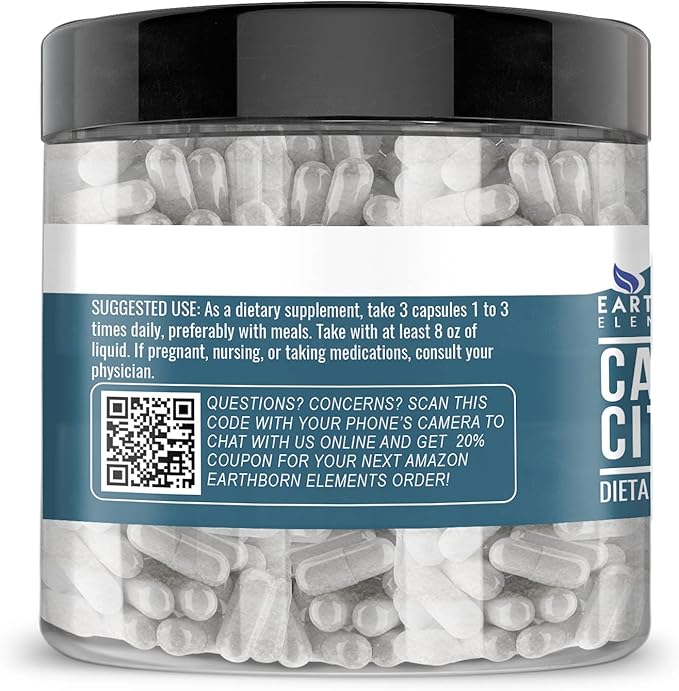 Earthborn Elements Calcium Citrate 200 Capsules Pure &amp Undiluted No Additives