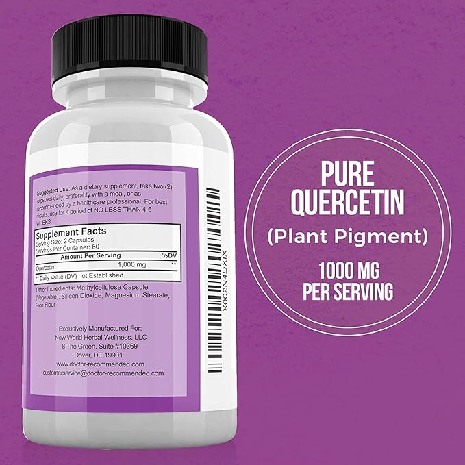 DOCTOR RECOMMENDED SUPPLEMENTS Quercetin 1000mg Per Serving - Vitamin Supplement (Vegan | Non-GMO) (120 Veggie Capsules Pack of 2)