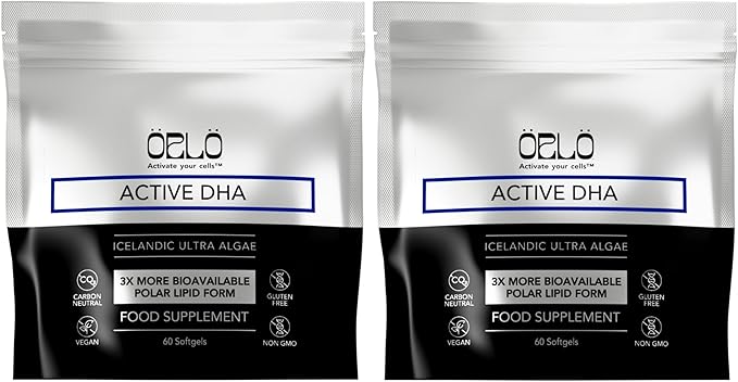 Orlo DHA Supplement 1000mg - 3X Absorption Natural Icelandic Nordic Omega 3 DHA &amp EPA for Brain &amp Eye Support – Vegan Fish Oil Alternative No Fishy Aftertaste 120 Easy-to-Swallow Mini Softge